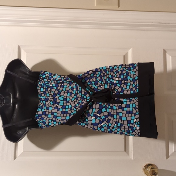 Judy Knapp Blue Color Block Short Casual Dress - Picture 4 of 5